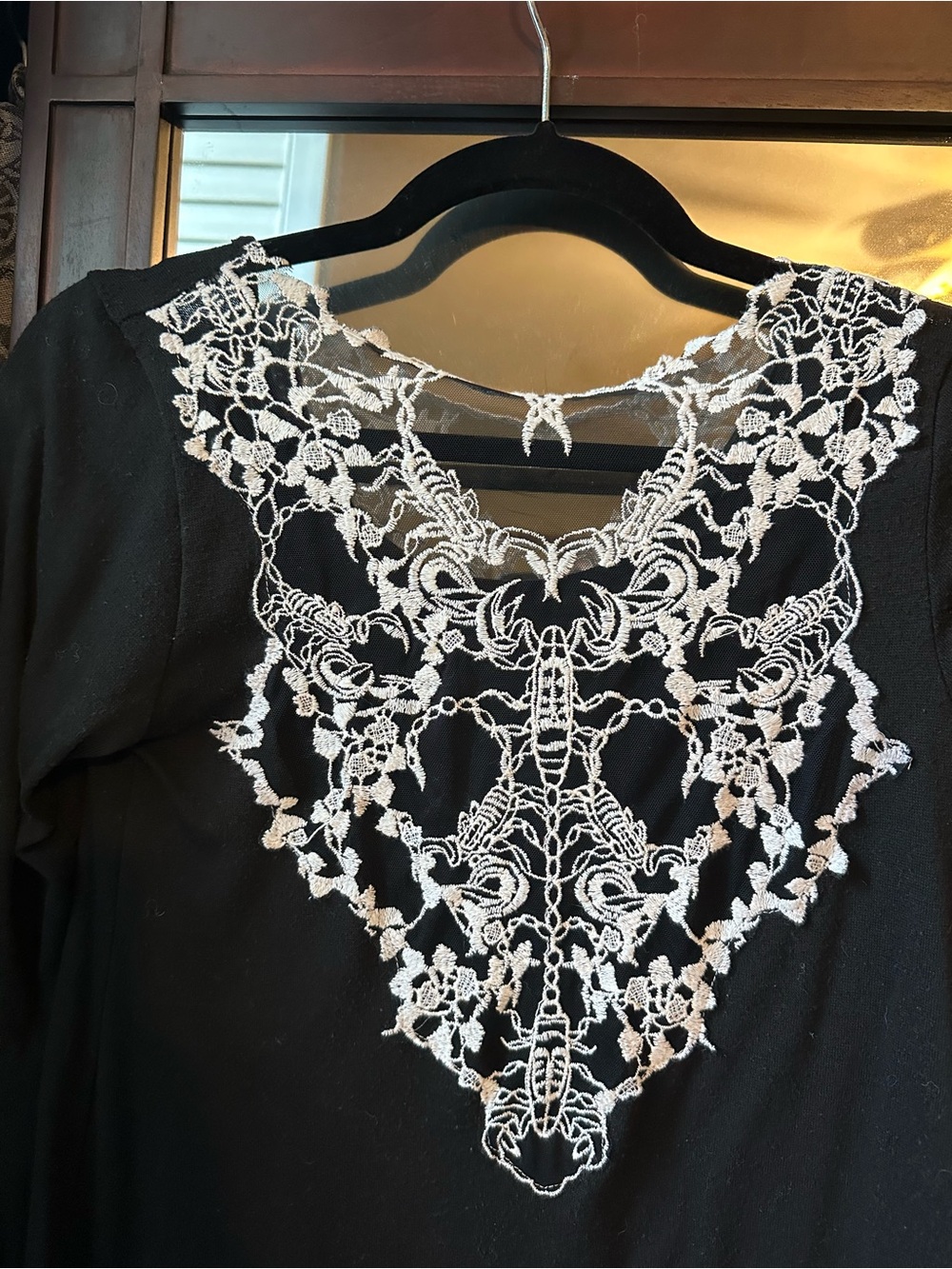 Midnight Hour Black long sleeved top with lace details
